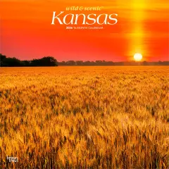 Kansas Wild & Scenic | 2026 12 x 24 Inch (Hanging) Monthly Square Wall Calendar | Plastic-Free