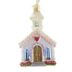 Old World Christmas 4.5 Inch Wedding Chapel Tree Ornament , Marriage Brides Grooms Multicolored