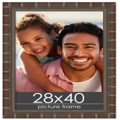 28x40 Modern Bamboo Picture Frame with UV-Resistant Acrylic & Acid Free Backing, Available in5 Finishes - Gold, Silver, Brown, Black, and Natural