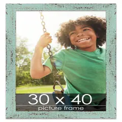 Shabby Chic Green Picture Frame - UV Acrylic, Foam Board Backing, Hanging Hardware