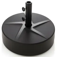 Black Patio Umbrella Base with Metal Pole and Refillable Water Sand Reservoir