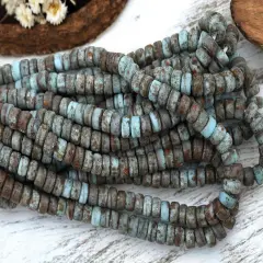 7x4mm Rustic Blue Turquoise Indonesian Heishi Beads (20" Strand)