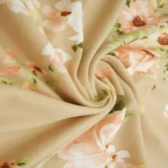 Elegant Floral Bloom Brushed DTY Knit Fabric Lightweight Stretch 58/60" Wide SAND