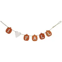 Wood Pumpkin and Heart Garland with I Heart Fall on Jute Strand
