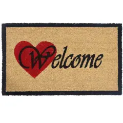 Gardenised Heavy Duty Coco Coir Doormat Non Slip PVC Baking Embossed Welcome Design Natural Coconut Fiber Floor Mat for Front Door Porch Patio Entryway Garage Mudroom & Outdoor Use 18x30" Hearty Welcome