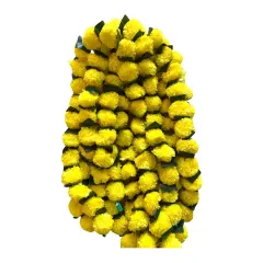 5 Strings Artificial Marigold Mango Leaf Garland for Home Party Door Hanging Diwali Navratri Decorations Day of the Dead Dia De Los Muertos Ofrenda Halloween Mexican Fiesta Party Decor