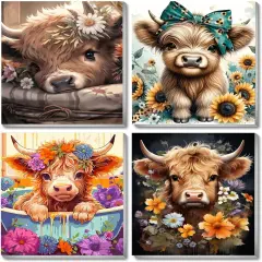 4 Pack Cow Diamond Painting Kits - 8X12 Inch (0306-3)