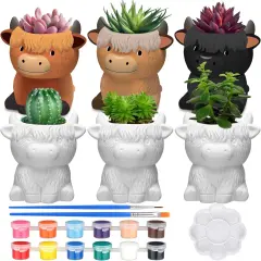 6 Pcs Paint Your Own Cow Succulent Ceramic Pots