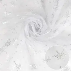 Sheer Snowflake Organza Fabric White Foil Fabric Table Cover