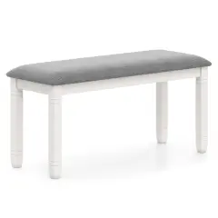 40.5" Grey Dining Bench with Sturdy Rubber Wood Frame and Cushioned Seat for Bedroom or Hallway
