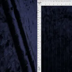 1 Yard Polyester Elastane Velvet 250 GSM Glitter Stripe Fabric Soft 59" Width NAVY