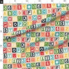 Various Fabrics by the Yard or Fat Quarter Multicolor Alphabet Retro 1950S Cheater Quilt Letters Numbers Counting Abc Educational Nursery Vintage Kitsch Custom Printed Fabric by Spoonflower