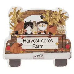 Vintage Wooden Harvest Acres Farm Truck Tabletop Sitter with Pets