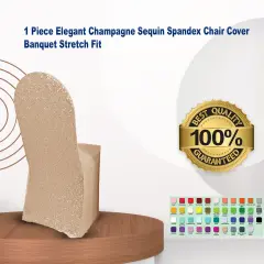 1 Piece Elegant Champagne Sequin Spandex Chair Cover Banquet Stretch Fit