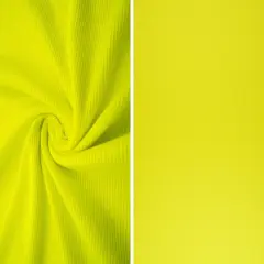 1 Yard 2x1 Solid Rib Knit Fabric, 54/56&Prime; Wide Polyester Spandex Blend NEON YELLOW
