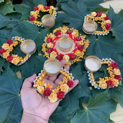 Rose Tealight Rangoli Candle Holders Festival of Light Decorative Rangoli Candle Stand for Diwali Christmas Thanksgiving Hanukkah Gift T-light Holder for Centerpiece Dining Table Home Decor