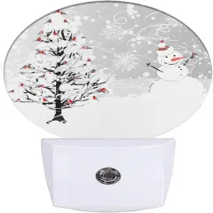 Snowman Night Light Winter Snowflakes Cardinals Birds