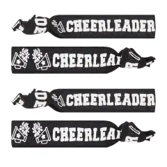 50 Pack Black Cheer Bracelets for Girls, Ponytail Holder for Cheerleader Gifts, Pom Pom Design (4 In)