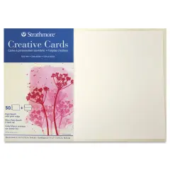 Strathmore Creative Cards and Envelopes - Full Size, Palm Beach White with Plain Edge, Pkg of 50