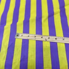 1 Yard Stripe Print Poly Cotton Fabric Yellow/Purple