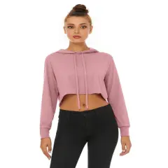 Bella + Canvas&reg; Cropped Long Sleeve Hoodie for Women Orchid Triblend