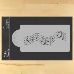 Musical Notes Cake Stencil: Short Version | C158T by Designer Stencils | Cake Decorating Tools | Baking Stencils for Royal Icing, Airbrush, Dusting Powder | Reusable Plastic Food Grade Stencil for Cakes | Easy to Use & Clean Cake Stencil