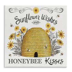 Stupell Industries Sunflower Wishes Honeybee Kisses Wall Plaque Art Design by Elizabeth Tyndall