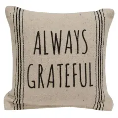 Always Grateful Striped Natural Pillow