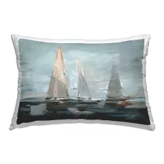 Painterly Sailboat Trio Decorative Printed Throw Pillow Design by Ethan Harper, 14 x 7 x 20