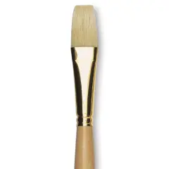 Rapha&euml;l D'Artigny Interlocked White Bristle Brush - Flat, Long Handle, Size 20