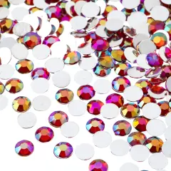 John Bead 6mm (SS28) Round Acrylic Flat Back Rhinestones, 1000pcs Red AB