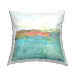 Ocean Hues Abstraction Decorative Printed Throw Pillow Design by Suzanne Nicoll, 18 x 7 x 18