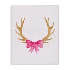 Stupell Industries Bow On Deer Antlers Canvas Wall Art Design by Lucille Price
