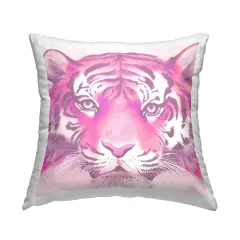 Pink Tiger Face Decorative Printed Throw Pillow Design by Daphne Polselli, 18 x 7 x 18