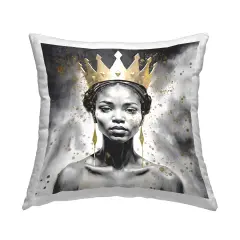 Woman in Crown Gazing Decorative Printed Throw Pillow Design by Kim Allen, 18 x 7 x 18