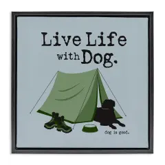 Stupell Industries Camping with Dog Framed Floater Canvas Wall Art Design by Dog Is Good