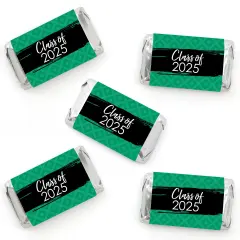 Big Dot of Happiness 2025 Green Graduation Party - Mini Candy Bar Wrapper Stickers - Small Favors - 40 Count