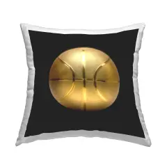 Gold Designer Basketball Decorative Printed Throw Pillow Design by Graffitee Studios, 18 x 7 x 18