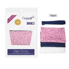 Crosscut Sewing Co.&reg; Zipper Pouch Sewing Project Kit for Beginners with Fabric, Instructions and Video Pink rain