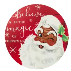 12" African American Santa Sign - Believe in the Magic of Christmas - Metal