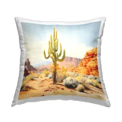 Tall Cactus Landscape Design by RB Throw Pillow 