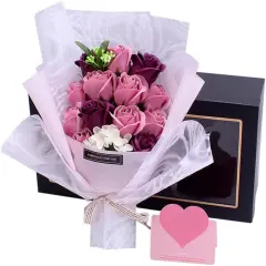 Valentines Rose Flowers with Gift Box (Pink)