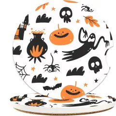 2 Pack Car Cup Holder-Halloween Pumpkins Coasters Absorbent Ceramic Coaste