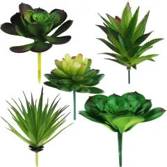 5 Pcs Faux Succulents Set,Realistic Large Fake Succulents,Artificial Hanging Ornaments Fleshed Plant Textured for Home Garden Wedding Party Decoration (Green)