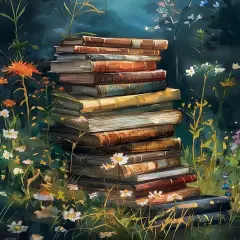 Books Diamond Art Kits for Adults, Flower 5D Diamond Painting for Adults, Crystal Gem Art Painting Kit for Wall Home Decor 12x16 inch