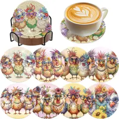 Chicken Diamond Art Painting Coasters - 8PCS Rooster Diamond Art Kits