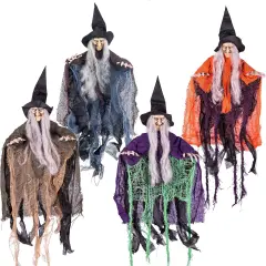 4 Pcs 19.6&rdquo; Hanging Witch Halloween Decorations
