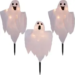 3 Pack - Lighted White Ghost Stakes