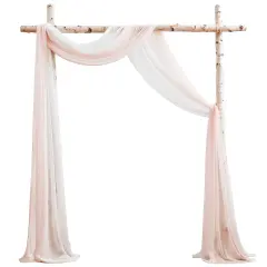 Wedding Arch Draping Fabric 2 Panels 20Ft Chiffon Fabric Drapes Arbor Drapery Wedding Ceremony Reception Swag Decorations (Blush & White)
