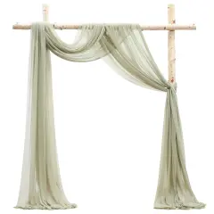 Wedding Arch Draping Fabric 2 Panels 20Ft Sage Green Chiffon Fabric Drapes Arbor Drapery Wedding Ceremony Reception Swag Decorations